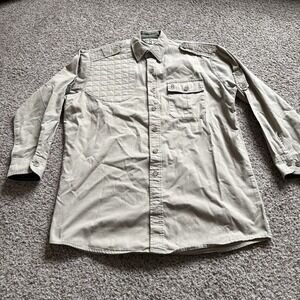 bob allen mens size large shooting shirt brown khaki hunting long sleeve